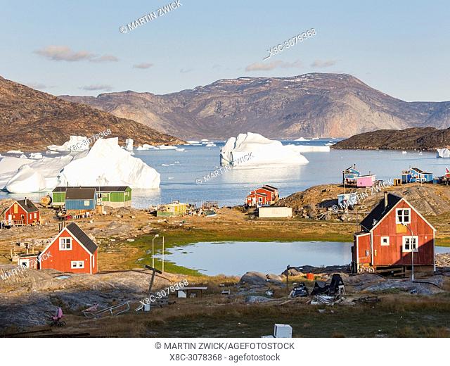 Ikerasak, a small traditional fishing village on Ikerasak Island in the Uummannaq fjord system in the north of west greenland