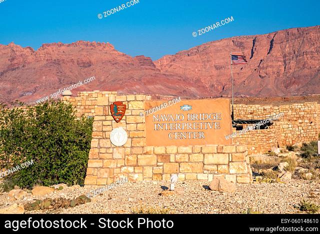 Grand Canyon NP, AZ, USA - Oct 3, 2020: A welcoming signboard at the entry point of the canyon