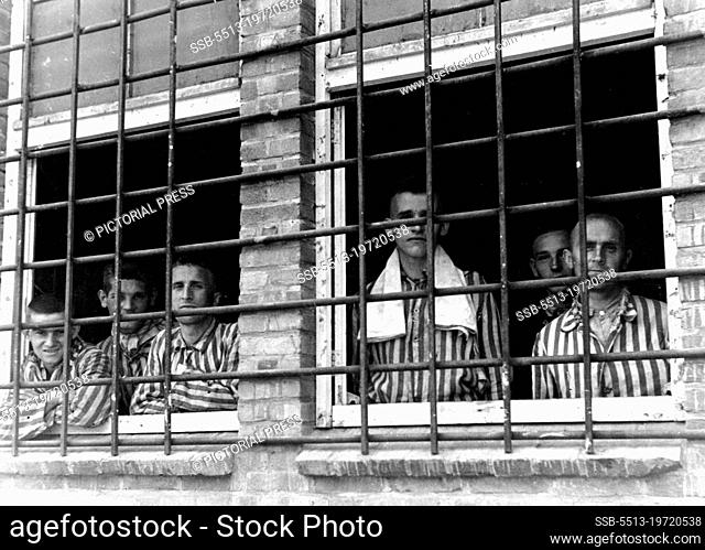 Prisoners behind bars as soon as they return to the camps after they have been removing mines and booby traps.After the notorious concentration-camp Vught (in...