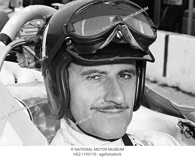 Graham Hill in cockpit of Lola T90, Indianapolis, 1966. Hill won the 1966 Indianapolis 500, his first attept at the race