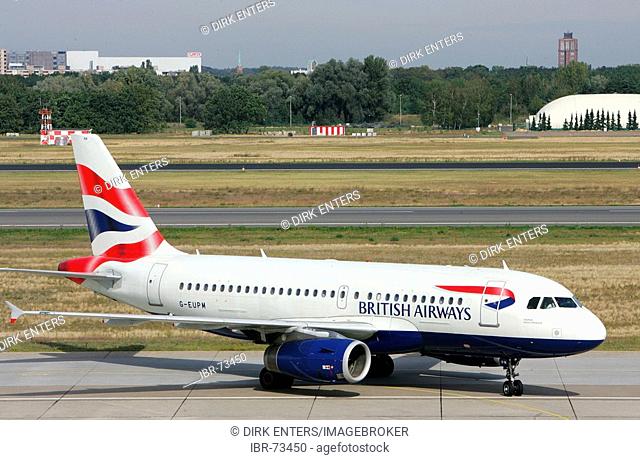 British Airways airplane at Tegel airport, Berlin, Germany, Europe