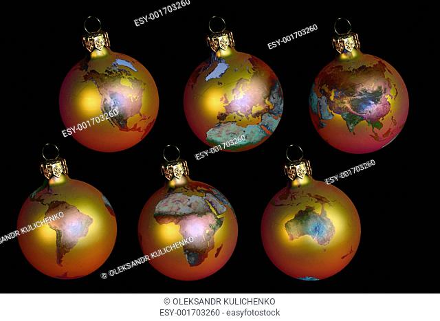 christmas balls with earth