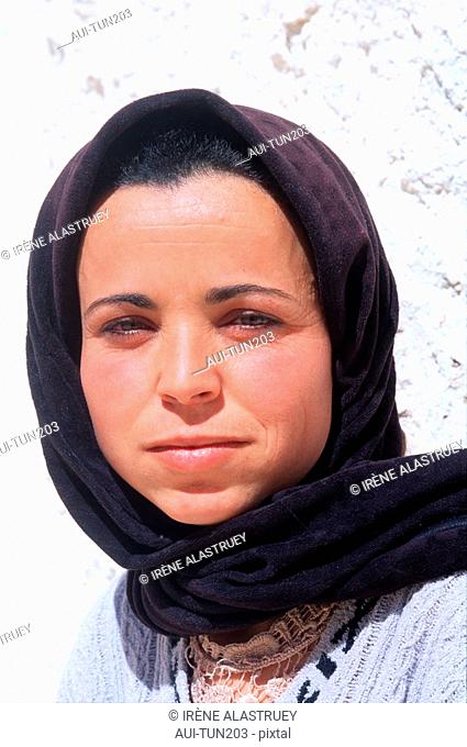 Tunisia - The South - Jebel Dahar Region - Face of a Tunisian woman
