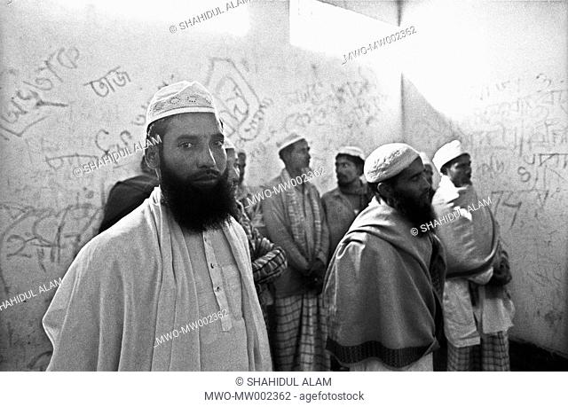 The imam Maulana Mannan and the other accused in the court jail in Moulvibazaar