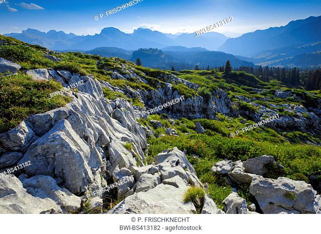 karst landscape at the Pragelpass, Switzerland, Berner Alpen