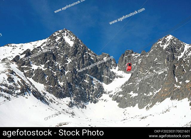 Lomnicky stit (Lomnicky Peak), Vysoke Tatry (High Tatras), cable car, Slovakia, March 17, 2023. (CTK Photo/Ivo Stejskal)