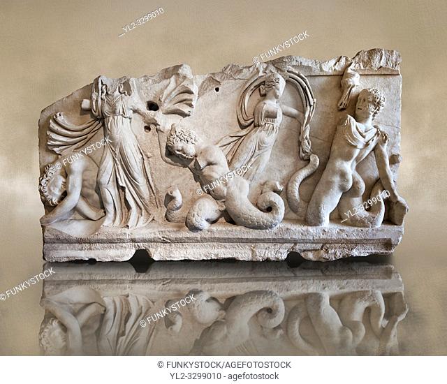 2nd Cent. AD Roman relief sculpture depicting Gigantomachy, the battle between the gods & the giants. From Aphrodisias (Geyne, Ayden), Turkey