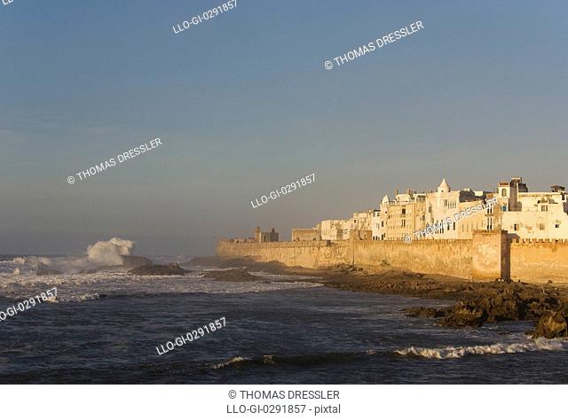 View of the eighteenth-century town of Essaouira with its ramparts and the Skala de la Ville, the great sea bastion Essaouira Morocco