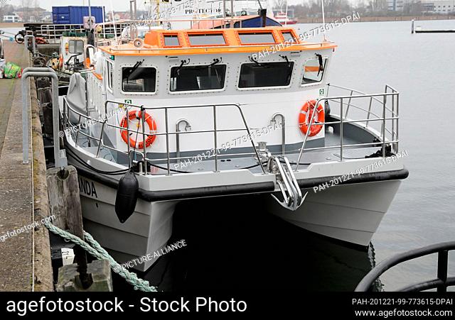 21 December 2020, Mecklenburg-Western Pomerania, Rostock: The ""Limanda"", the new research catamaran of the University of Rostock