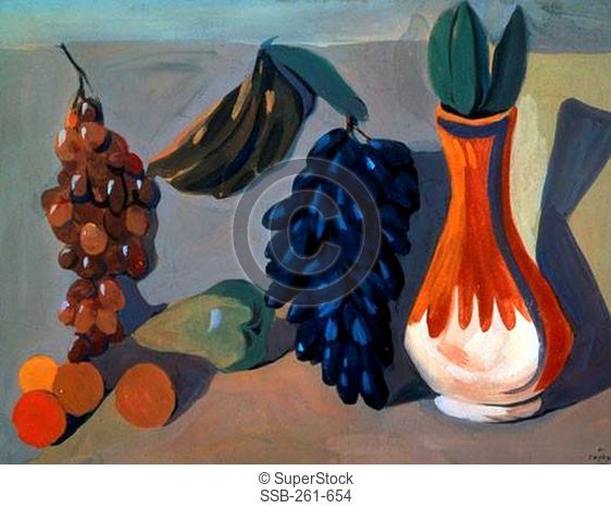 Still Life with Grapes by Martiros Sergeevic Sar'jan, 1880-1972 , Russia, Moscow, Tretyakov Gallery