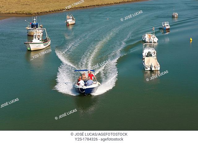 Canela neighborhood, Boats in the Estero de Plata, Ayamonte, Huelva-province, Spain