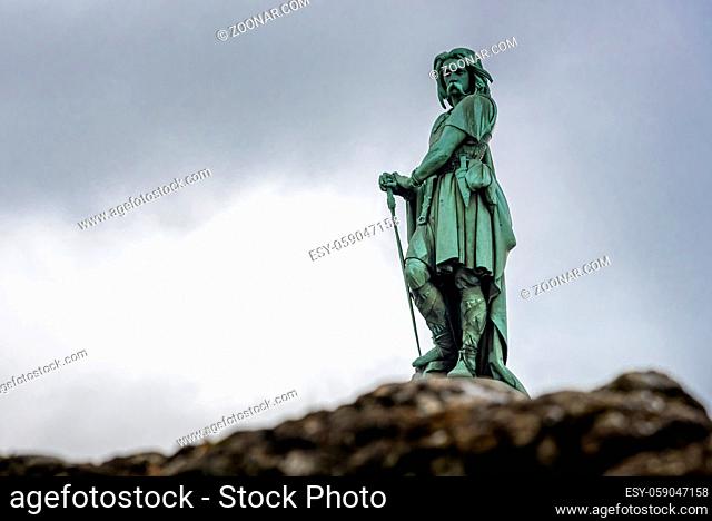 Vercingetorix, the statue of a famous Gaul warrior who defied the Roman emperor Julius Caesar, Alesia, France