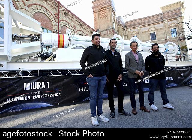 Madrid, Spain; 12.11.2021.- Miura 1, the first Spanish rocket, will arrive in space in 2022. Pedro Duque Spanish astronaut (2R) Spain will enter the small group...