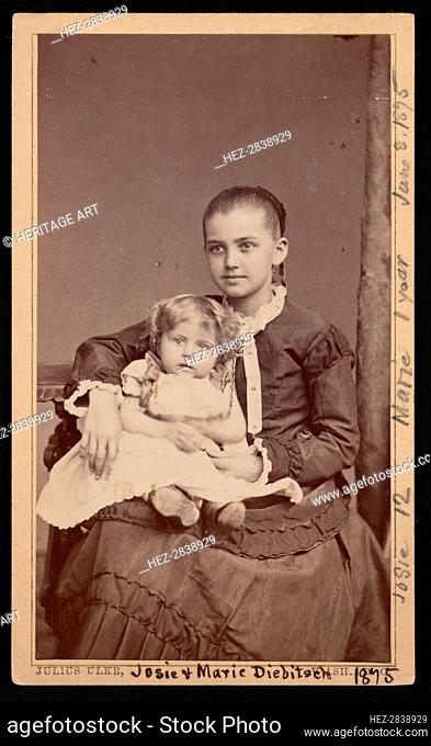 Group Portrait of Herman Henry Diebitsch Children, Marie and Josephine (Josie), June 8, 1875. Creator: Julius Ulke