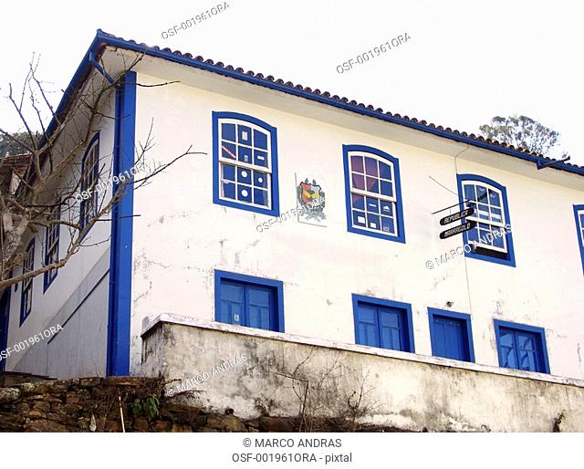 ouro preto mg blue and white historical building facade