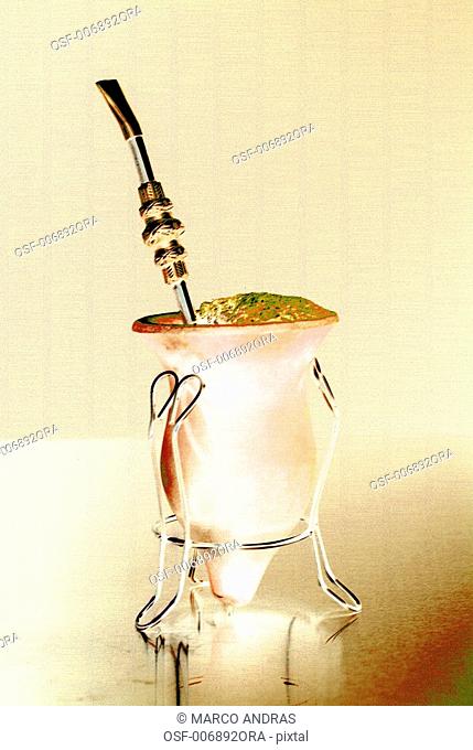 traditional drink for gaucho chimarrao objects bottle straw tea herb