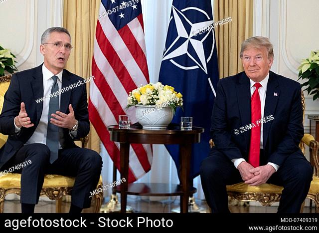 December 3, 2019, London, England, United Kingdom: U.S. President Donald Trump holds a bilateral meeting with NATO Secretary General Jens Stoltenberg before the...
