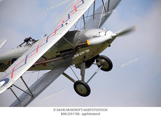 1930's RAF Hawker Demon fighter biplane aircraft at a Shuttleworth Collection air display at Old Warden airfield, Bedfordshire , UK