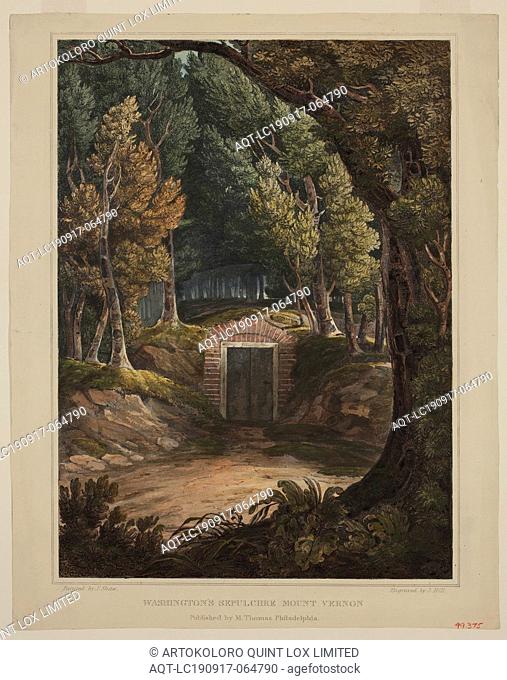 John Hill, English, 1770-1850, after Joshua Shaw, English, 1776-1860, Washington's Sepulchre, Mount Vernon, 1819, aquatint and etching printed in black ink