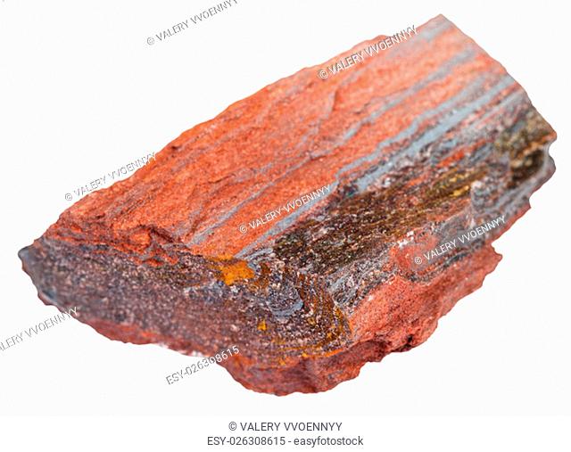 macro shooting of natural rock specimen - stone ore from ferruginous quartzite ( jaspillite, jaspilite, taconite, itabirite, hematite