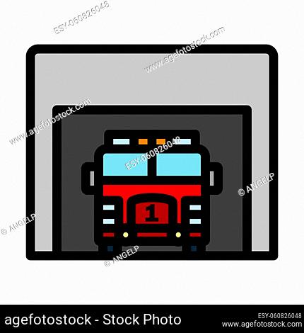 Fire Station Icon. Editable Bold Outline With Color Fill Design. Vector Illustration