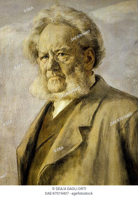 Portrait of Henrik Ibsen (Skien, 1828-Oslo, 1906), Norwegian writer and playwright. Drawing by Eilif Peterssen (1852-1928). Detail