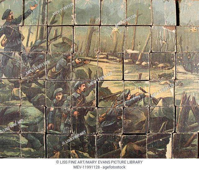 Block puzzle with French battle scene, First World War