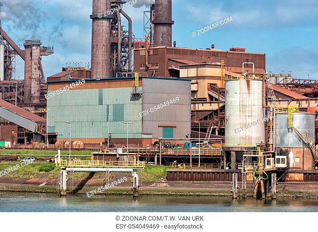 Big steel factory in harbor IJmuiden, The Netherlands