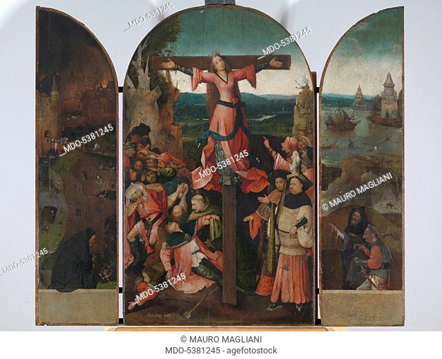 Triptych of the Crucified Martyr (Triptych of St Julia), by Joren Anthoniszoon Van Aeken known as Bosch Hieronymus, 1500 - 1504, 16th Century, oil on panel