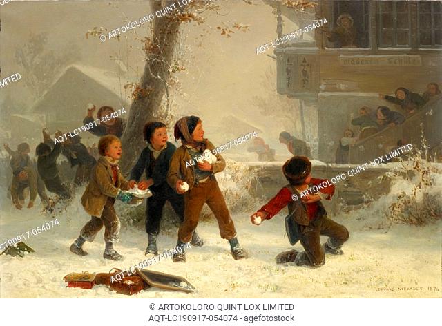 A fight with snowballs (snowball fight), 1874, oil on canvas, 56 x 84 cm, signed and dated lower right: EDOUARD GIRARDET