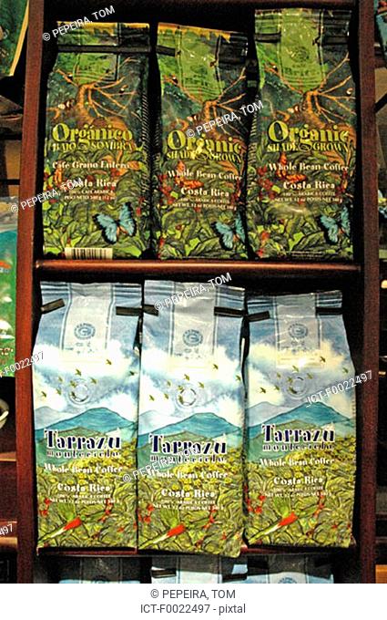 Costa Rica, Arenal Volcano National Park, Tabacon, coffee on sale