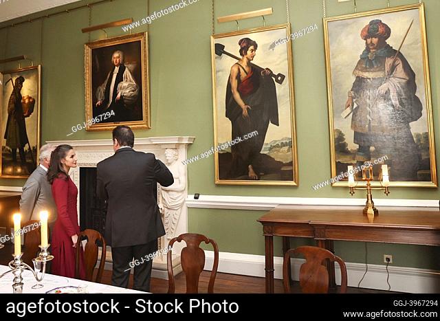 Queen Letizia and Prince Charles attends the opening of the Francisco de Zurbaran art collection, Jacob and His Twelve Sons at Auckland Castle on April 5