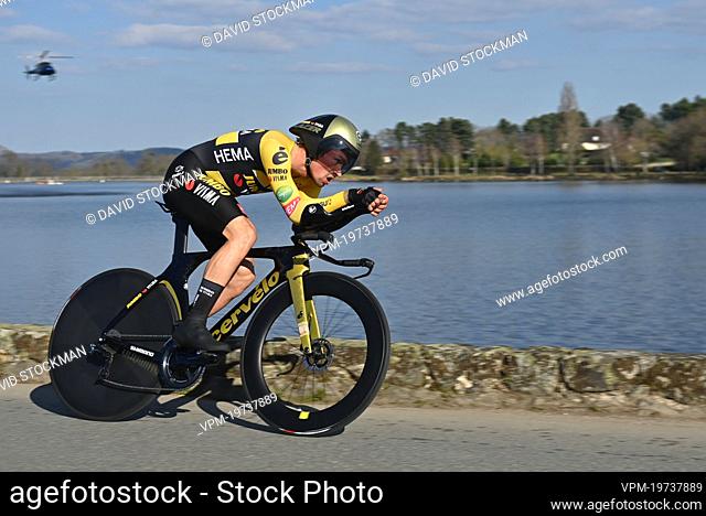 Slovenian Primoz Roglic of Jumbo-Visma pictured in action during the fourth stage of 80th edition of the Paris-Nice cycling race, an individual time trial