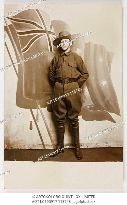 Photograph - HMAS Australia, Portrait of a Soldier, 1915, One of 63 postcards contained in an album that was owned by Cliff Nowell