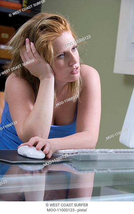Woman Using a Computer