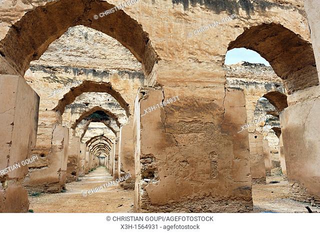ruins of the former Moulay Ismail Royal Stables Meknes, Morocco, North Africa