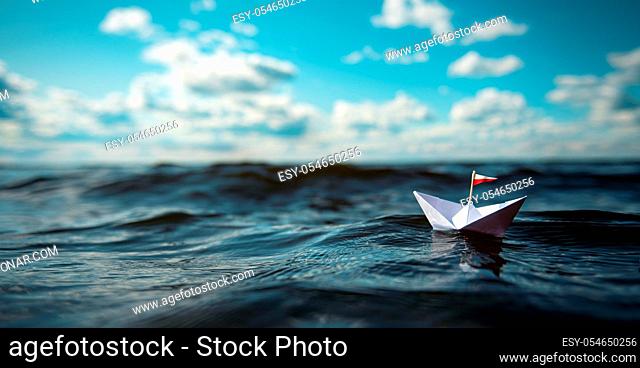 Paper Boat in Big Waves | Panoramic