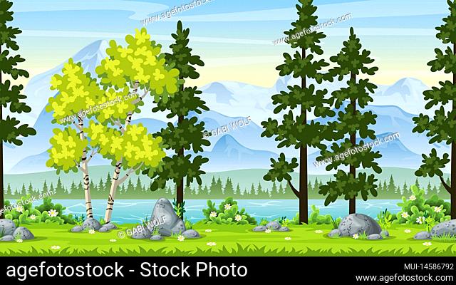 Landscape cartoon background Stock Photos and Images | agefotostock