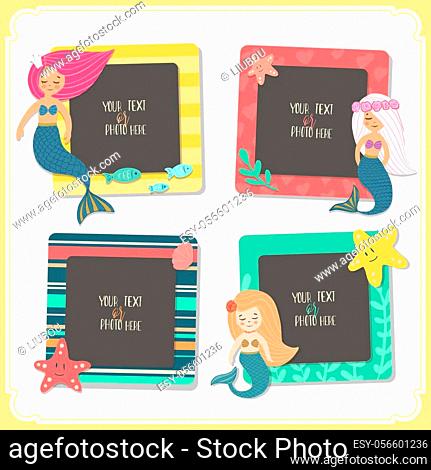 Children illustration. These photo frames you can use for kids picture, funny photos, card and memories. Scrapbook design concept. Insert your picture