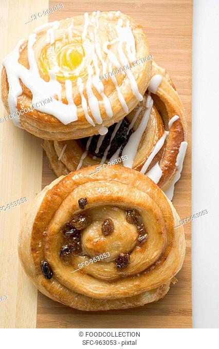 Three different Danish pastries