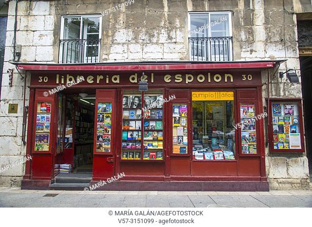 Traditional bookshop. Paseo del Espolon, Burgos, Spain