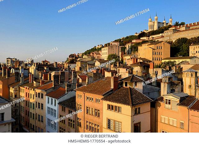 France, Rhone, Lyon, historical site listed as World Heritage by UNESCO, the Saint Paul district in the Vieux Lyon (Old Town) overlooked by Notre Dame de...