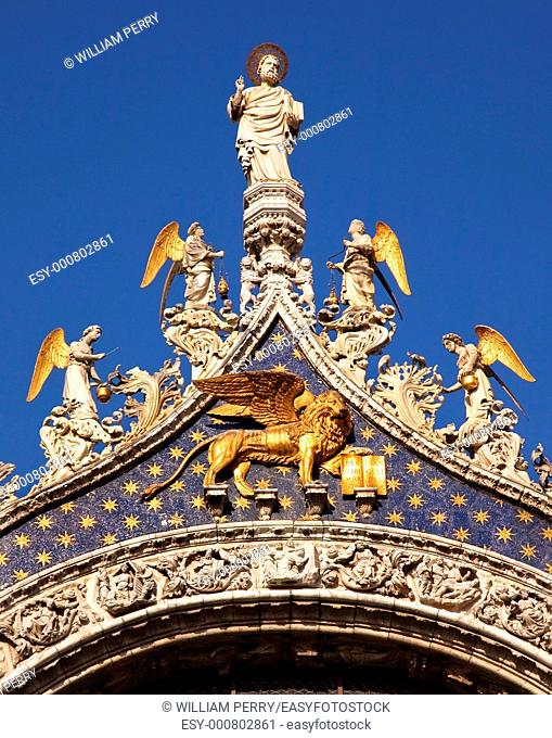 Saint Mark's Basilica, Cathedral, Church Mark Many Angels Statue Venice Italy Lion Symbol of Venice  Resubmit-In response to comments from reviewer have furtner...