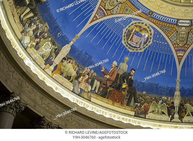 Detail of ""Law Through the Ages"" (The History of the Law) in the rotunda of the New York State Courthouse on Foley Square in Lower Manhattan on Tuesday