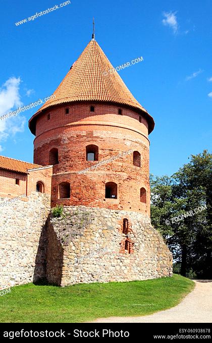 Tower of the medieval Trakai Castle, near Vilnius, Lithuania