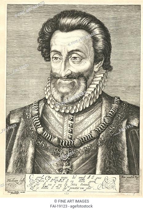 Portrait of King Henry IV of France. Goltzius, Hendrick (1558-1617). Etching. Baroque. ca. 1600. Rijksmuseum, Amsterdam. Graphic arts