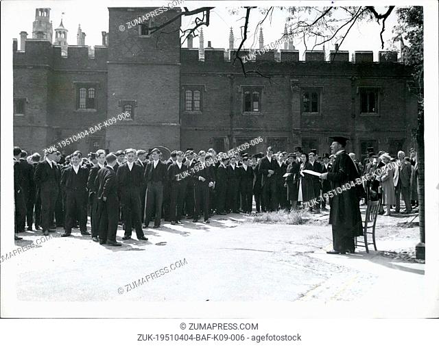 Apr. 04, 1951 - Fourth of June Celebrations At Eton.. Calling the Roll.. Eton College today celebrated the 21th anniversary of the birth of George III