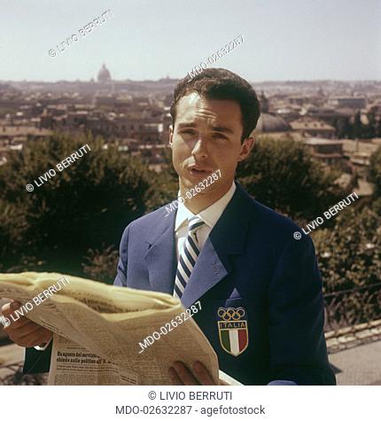 Portrait of Italian 200-metres champion Livio Berruti on a Pincio terrace. The athlete won the gold medal at the 17th Olympic Games