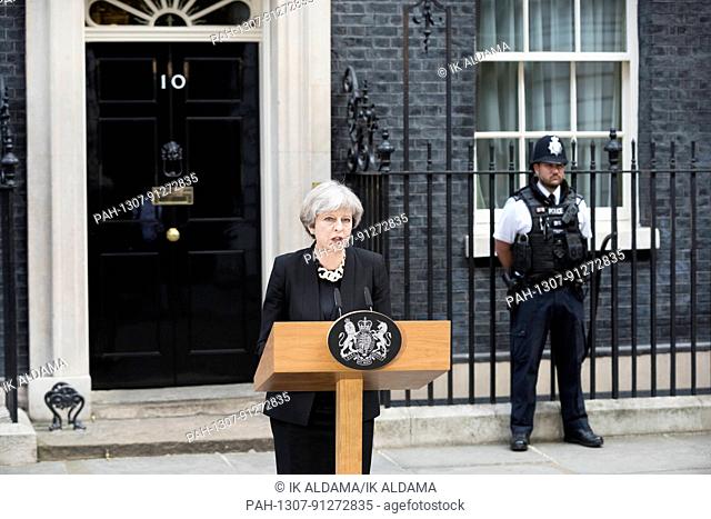 Theresa May, Prime Minister, gives a statement on Sunday morning after London Terror Attack. London, UK 04/06/2017 | usage worldwide