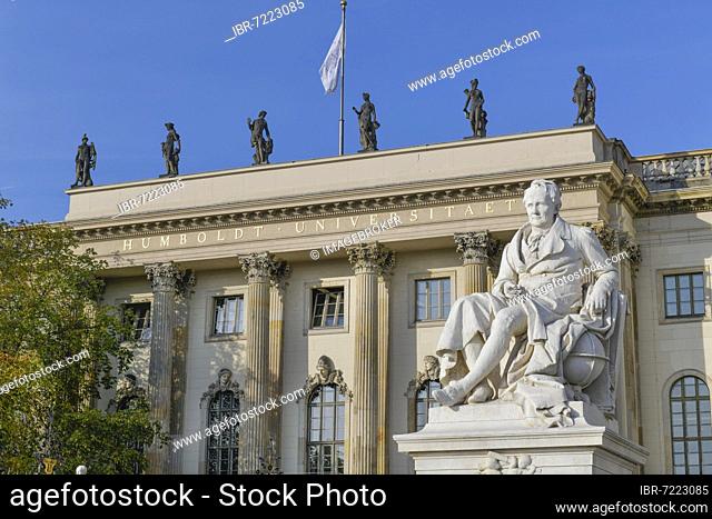 Monument Alexander von Humboldt, Main Building, Humboldt University, Unter den Linden, Mitte, Berlin, Germany, Europe